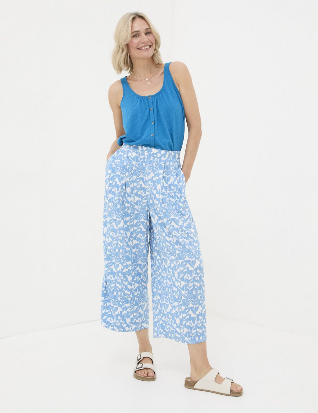 Geometric Wide Leg Cropped Trousers 3 of 5