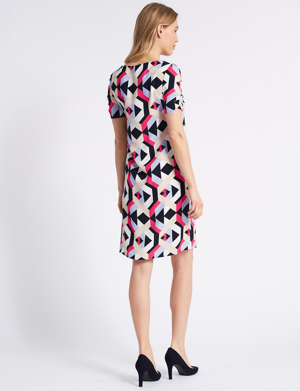 Geometrical Print Ruched Sleeve Tunic Dress 5 of 5