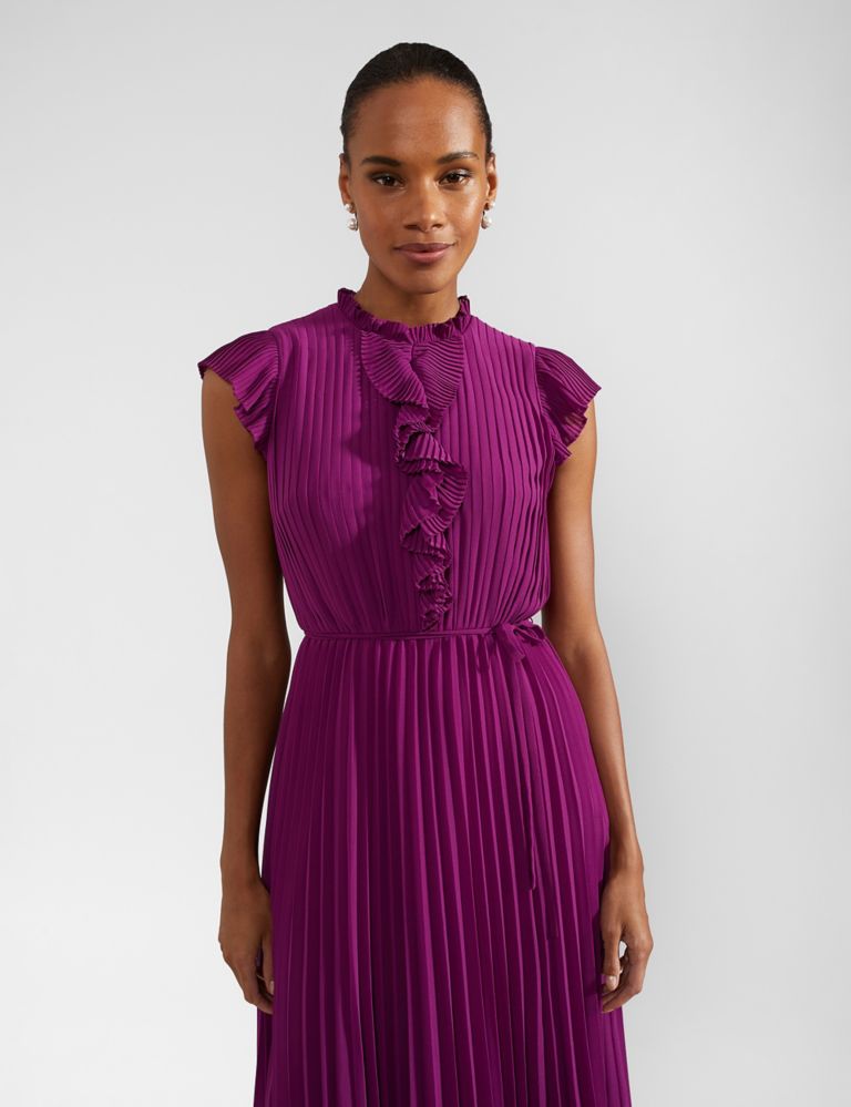 Georgette Pleated Midaxi Waisted Dress 4 of 9