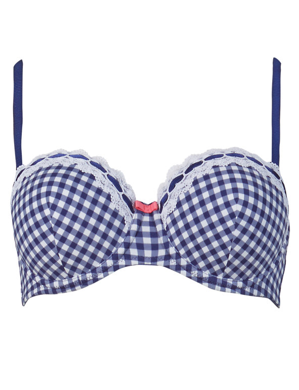 Gingham Checked Padded Underwired Balcony Bra A-E, Limited Collection