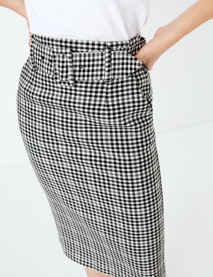 Gingham midi shop pencil skirt