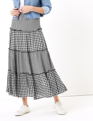 Gingham skirt clearance long