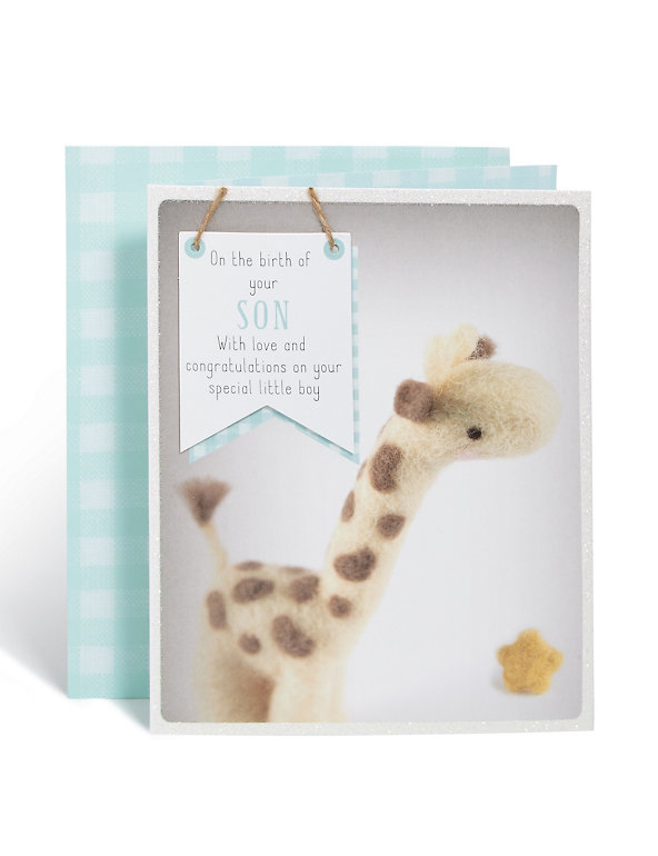 Giraffe New Baby Boy Card Image 1 of 2