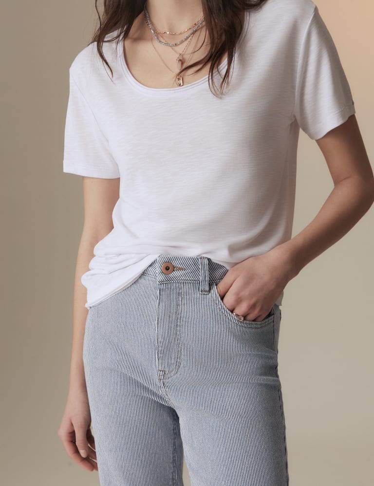 Hollister striped mom jeans top