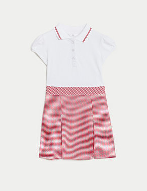 Girls' 2 in 1 Gingham Pleated School Dress (2-14 Yrs) Image 2 of 6