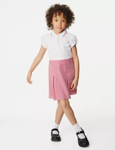 Girls' 2 in 1 Gingham Pleated School Dress (2-14 Yrs) 1 of 5
