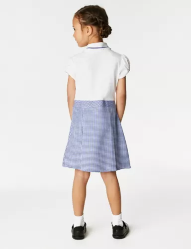 Girls' 2 in 1 Gingham Pleated School Dress (2-14 Yrs) 4 of 5