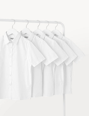 Girls' 5pk Regular Fit Easy to Iron School Shirts (2-18 Yrs) Image 2 of 5