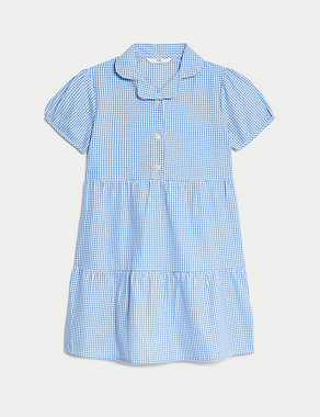 Girls' Cotton Rich Tiered School Dress (2-14 Years) Image 2 of 5