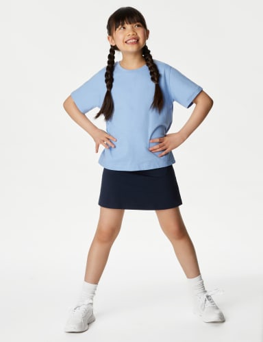 Girls' Cotton with Stretch Sports School Skorts (2-16 Yrs) 1 of 6