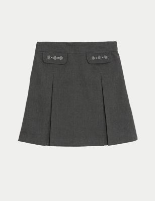 Girls' Embroidered School Skirt (2-18 Yrs) Image 2 of 6