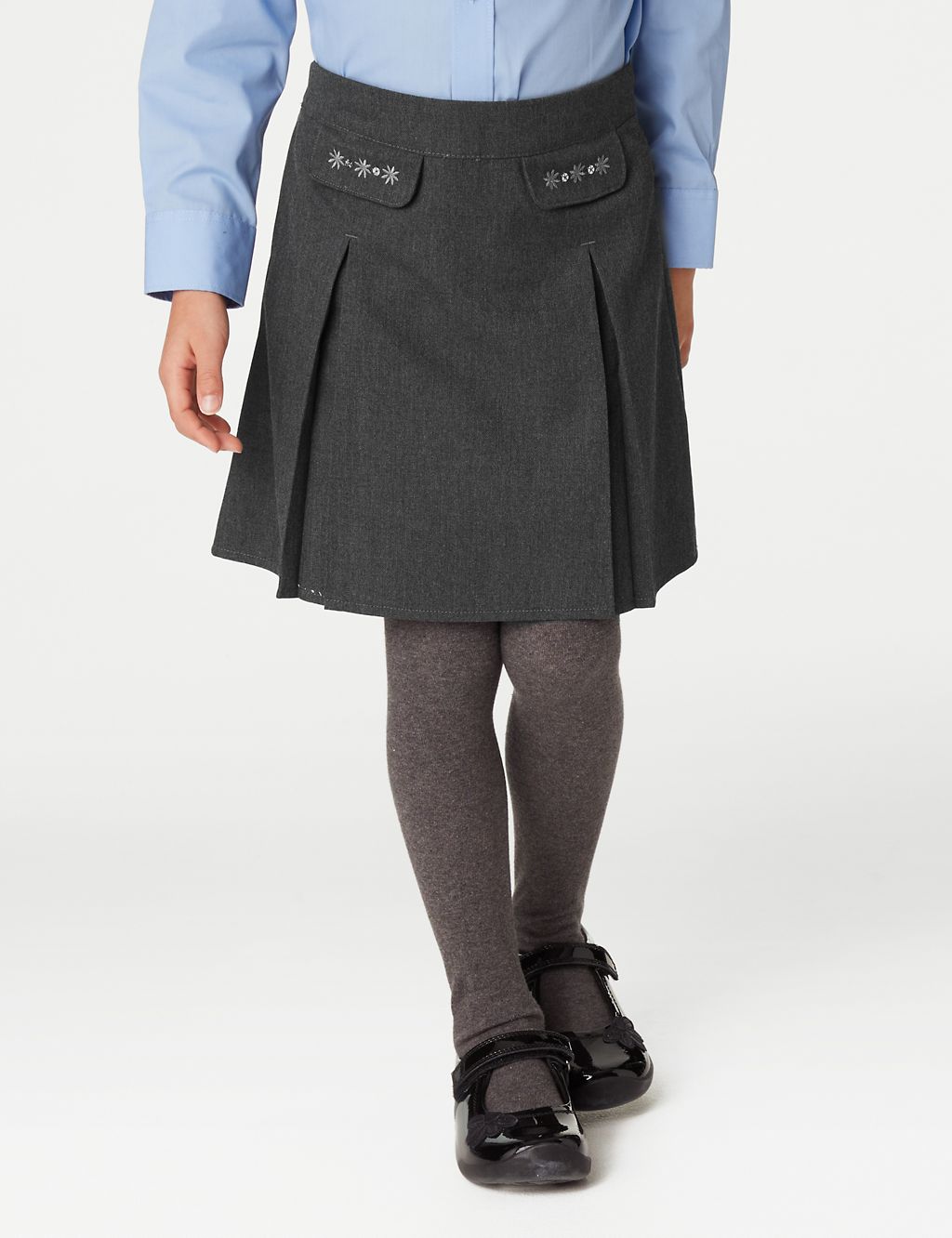 Girls' Embroidered School Skirt (2-18 Yrs) 2 of 6