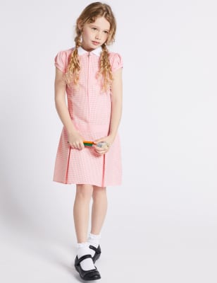 pink gingham school dress