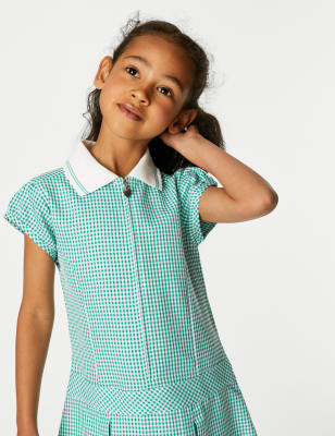 Girls Gingham Pleated School Dress 2 14 Yrs M S Collection M S