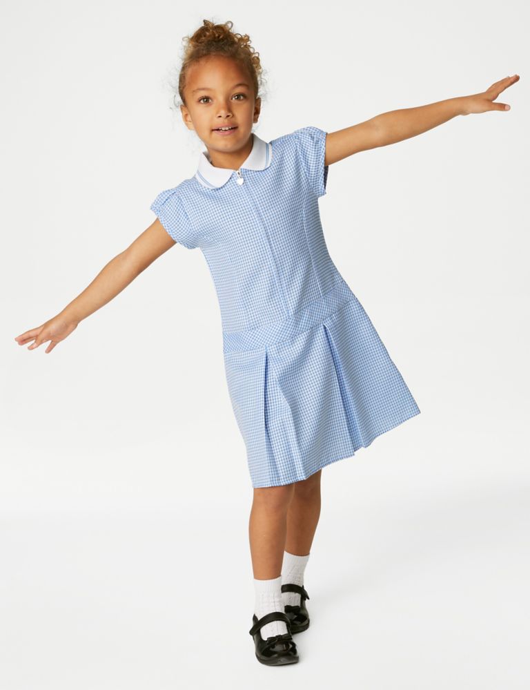 Girls' Gingham Pleated School Dress (2-14 Yrs) 1 of 5