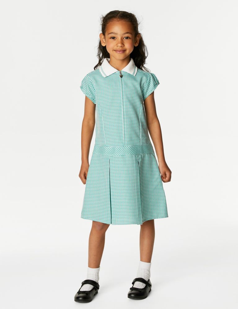 Girls' Gingham Pleated School Dress (2-14 Yrs) 3 of 5