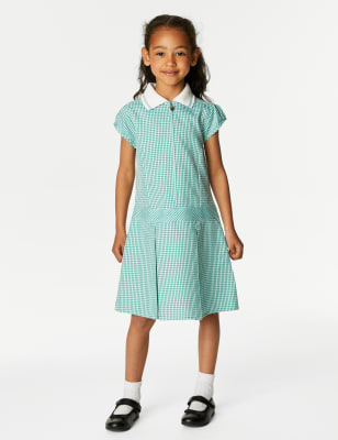 girls green gingham dress