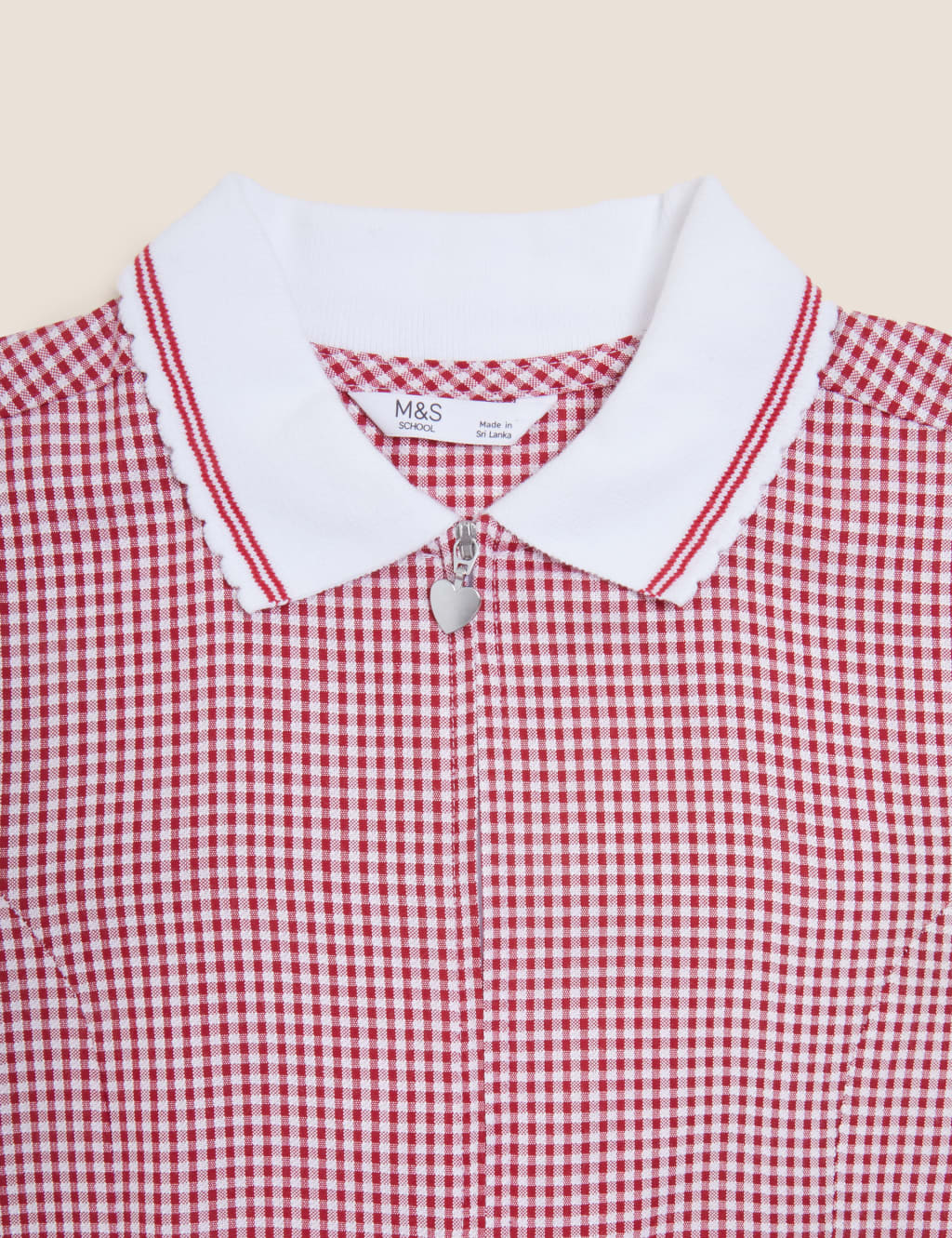 Girls' Gingham Pleated Zip School Playsuit (2-14 Yrs) 2 of 2