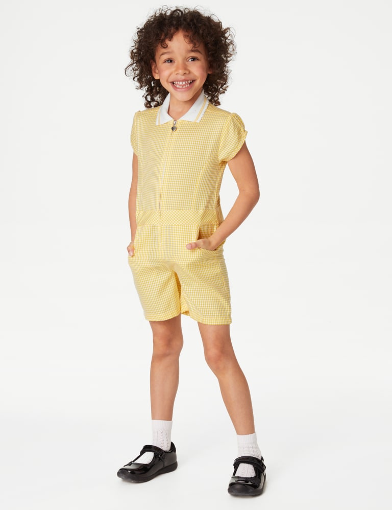 Girls' Gingham School Playsuit (2-14 Yrs) 1 of 5