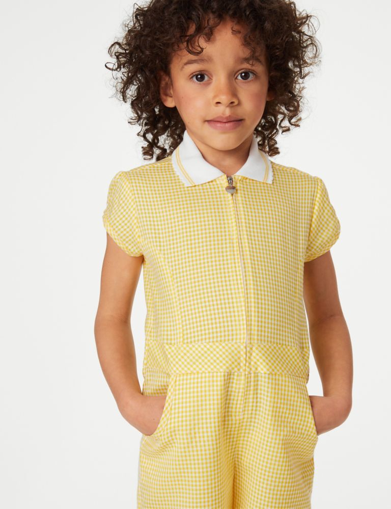 Poly Cotton Yellow And Black Girls School T Shirt Skirt Summer Uniform,  Medium, Age Group: 9