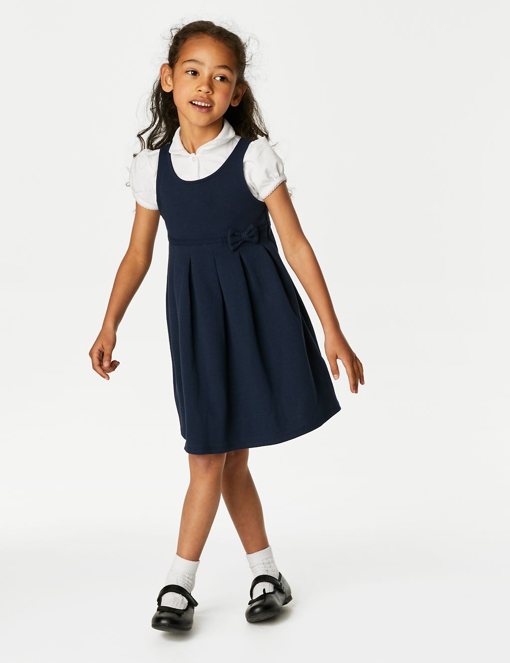 Girls' Jersey Bow School Pinafore (2-12 Yrs) 3 of 5