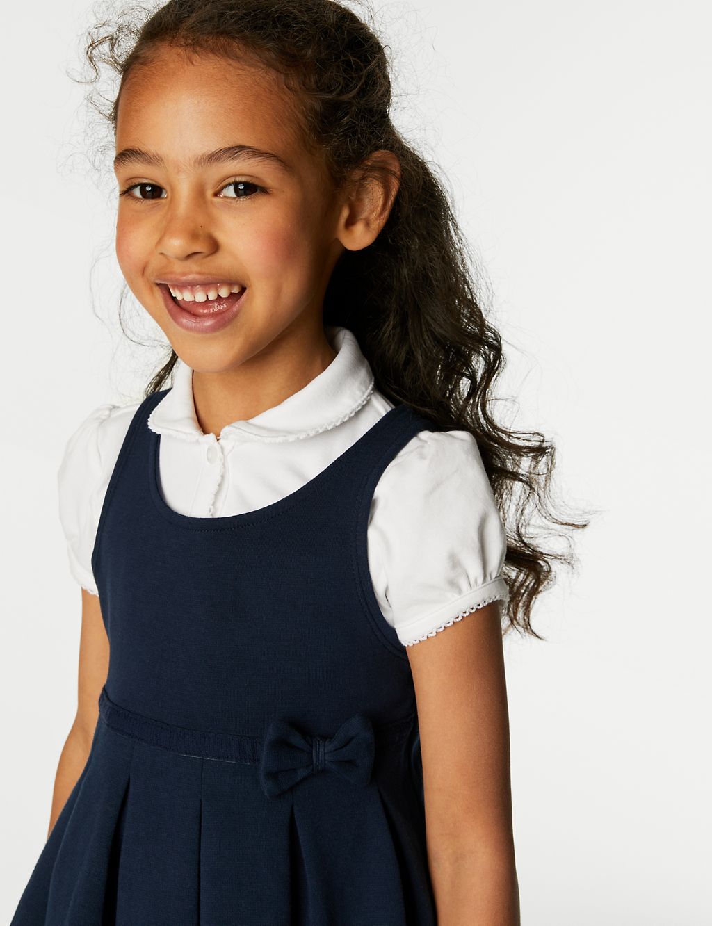 Girls' Jersey Bow School Pinafore (2-12 Yrs) 2 of 5