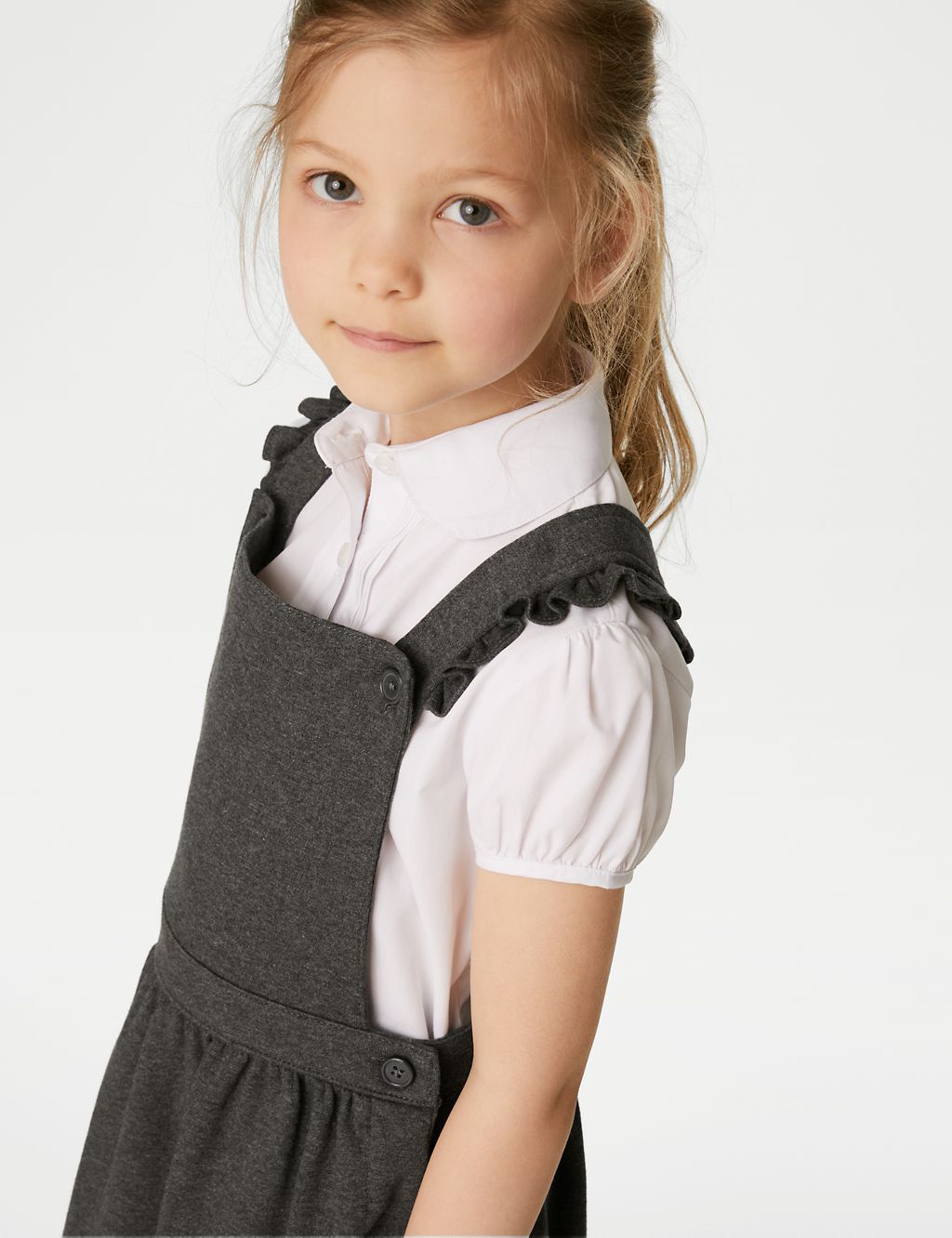 Girls' Jersey Frilled School Pinafore (2-12 Yrs) 2 of 4