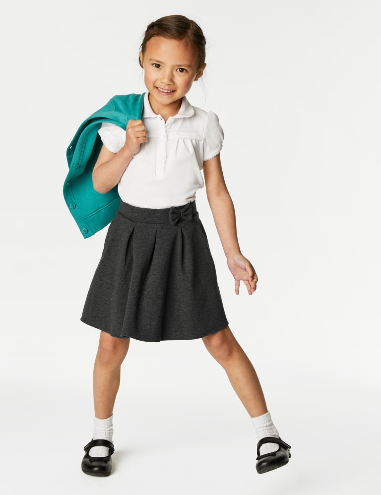 Grey jersey skirt school top