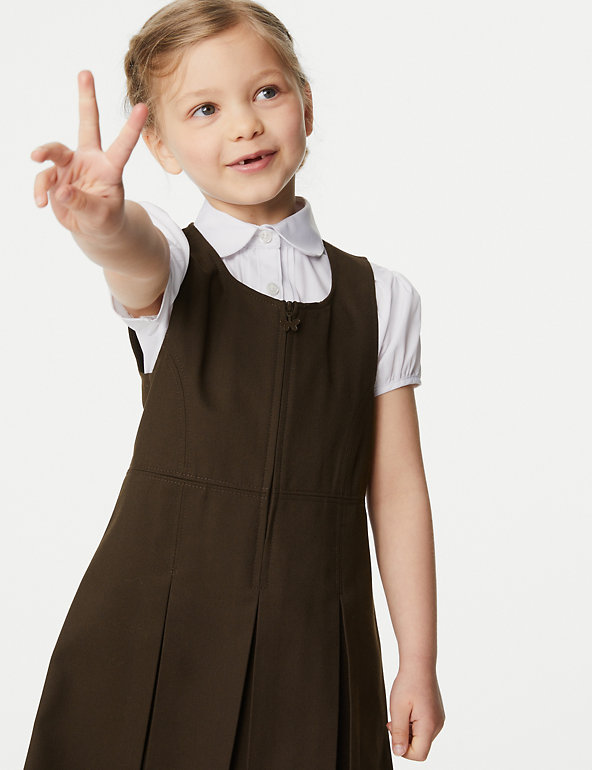 Girls Kids Pleated Pinafore Fancy Dress Children 2-16 Years School Wear Uniform 