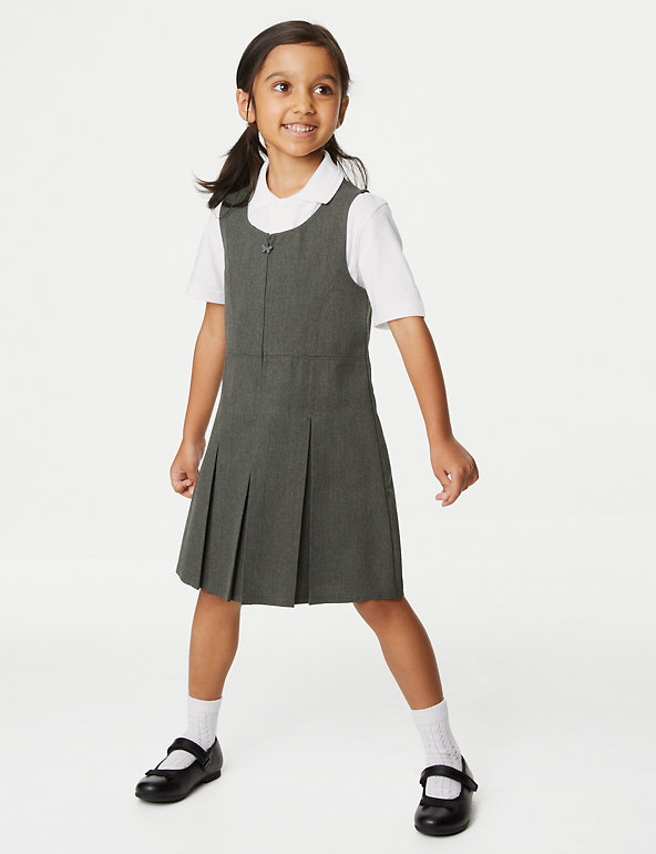 Girls Grey School Pinafore Dress Age 6 Years From M&S 