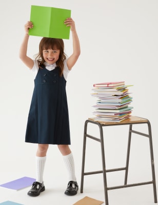 girls navy school pinafore