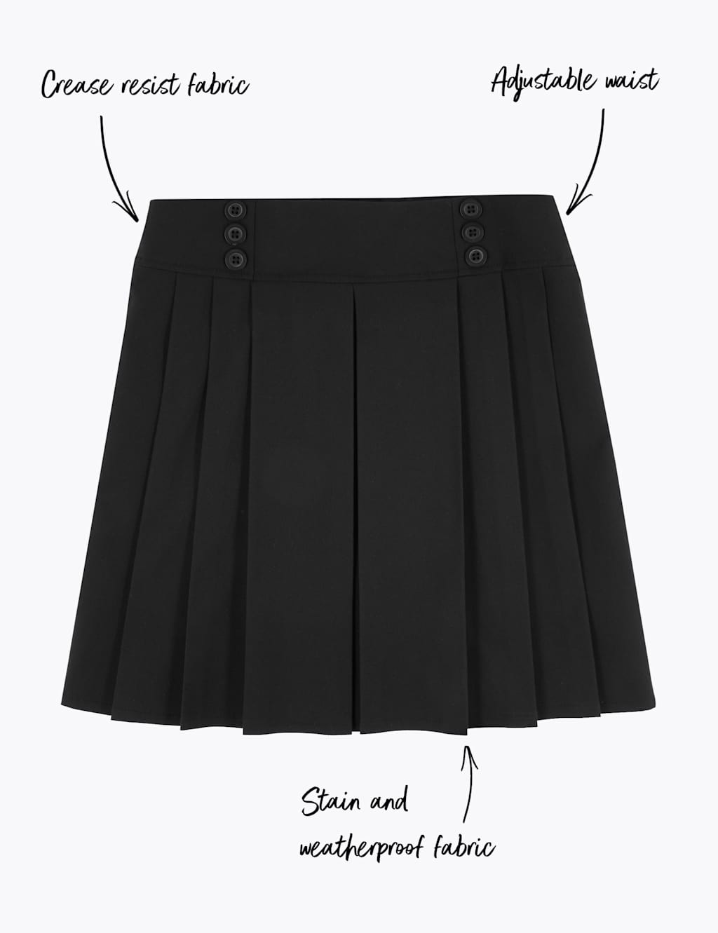 Girls’ Permanent Pleats School Skirt M&S
