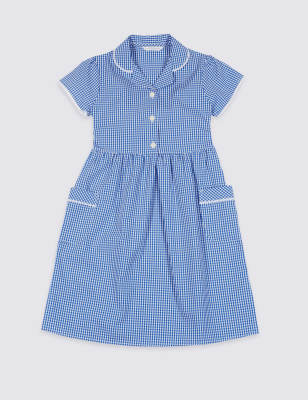 100 cotton gingham school dress