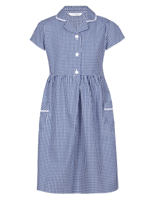 100 cotton gingham school dress