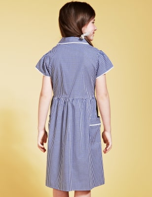 100 cotton gingham school dress