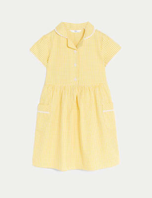 Girls' Pure Cotton Gingham School Dress (2-14 Yrs) Image 2 of 5