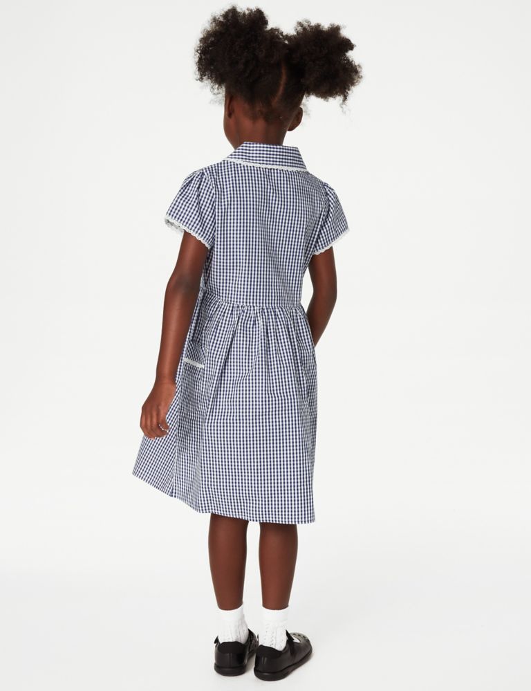 Girls' Pure Cotton Gingham School Dress (2-14 Yrs) 4 of 5