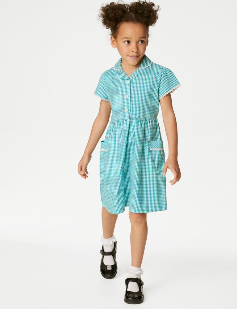 Girls' Pure Cotton Gingham School Dress (2-14 Yrs) 1 of 5