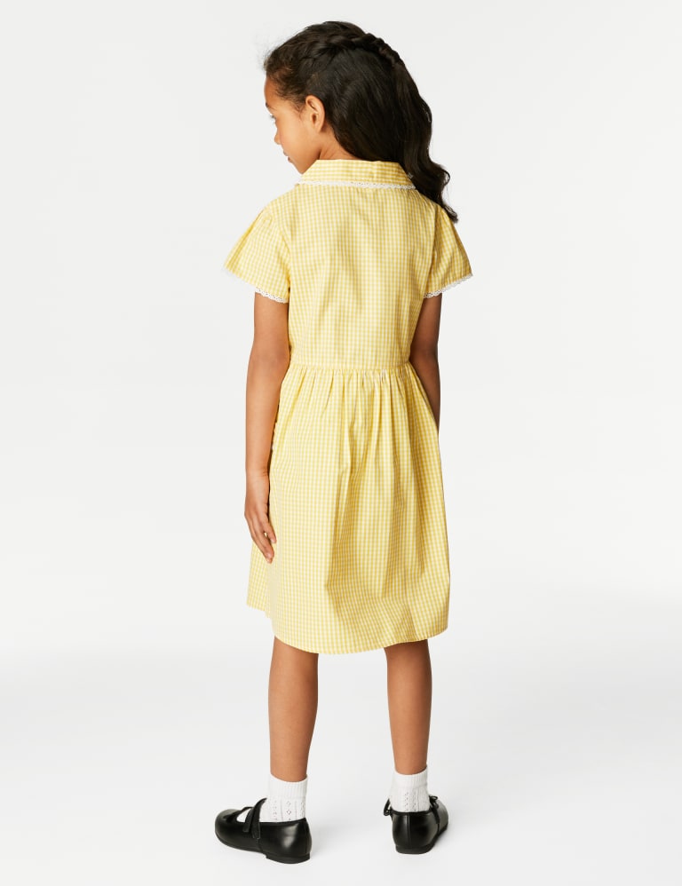 Girls' Pure Cotton Gingham School Dress (2-14 Yrs) 4 of 5