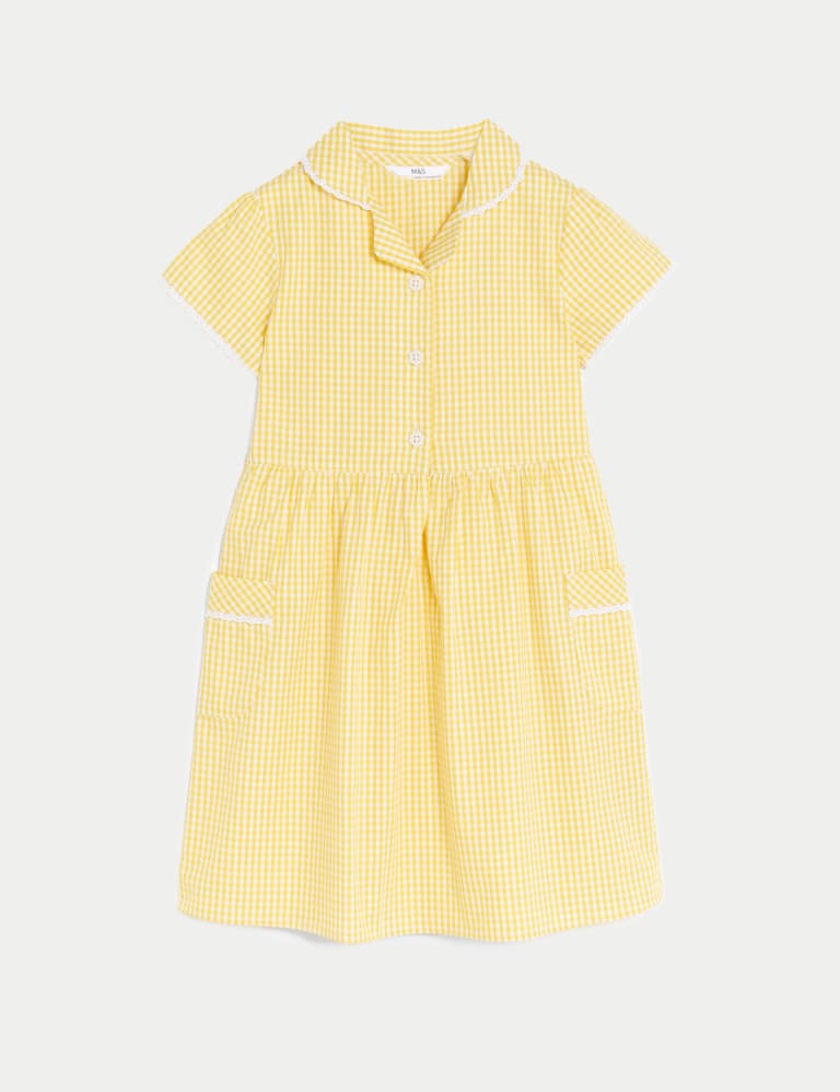 Girls' Pure Cotton Gingham School Dress (2-14 Yrs) | M&S Collection | M&S