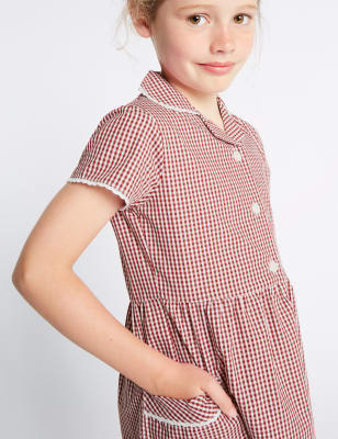 100 cotton gingham school dress