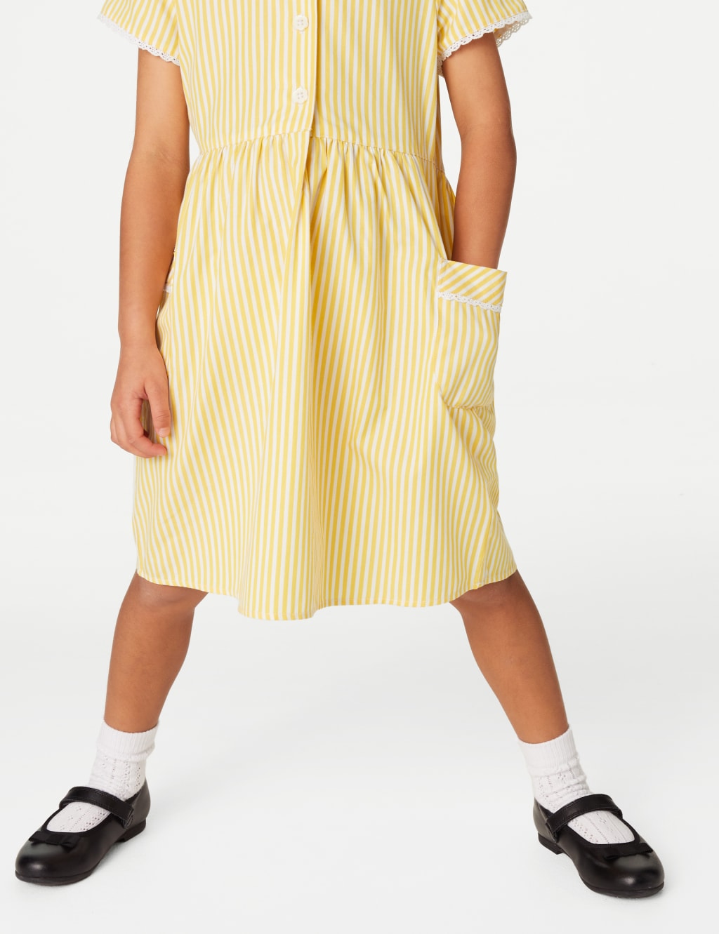 Yellow and white school summer dress online