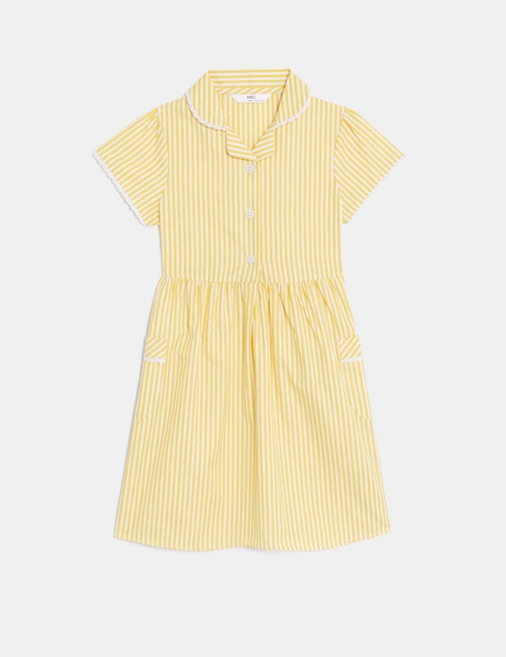 Girls Pure Cotton Striped School Dress 2 14 Yrs