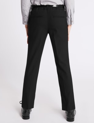 black stretch slim leg belted trousers