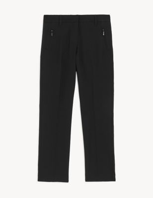 long leg slim fit black trousers