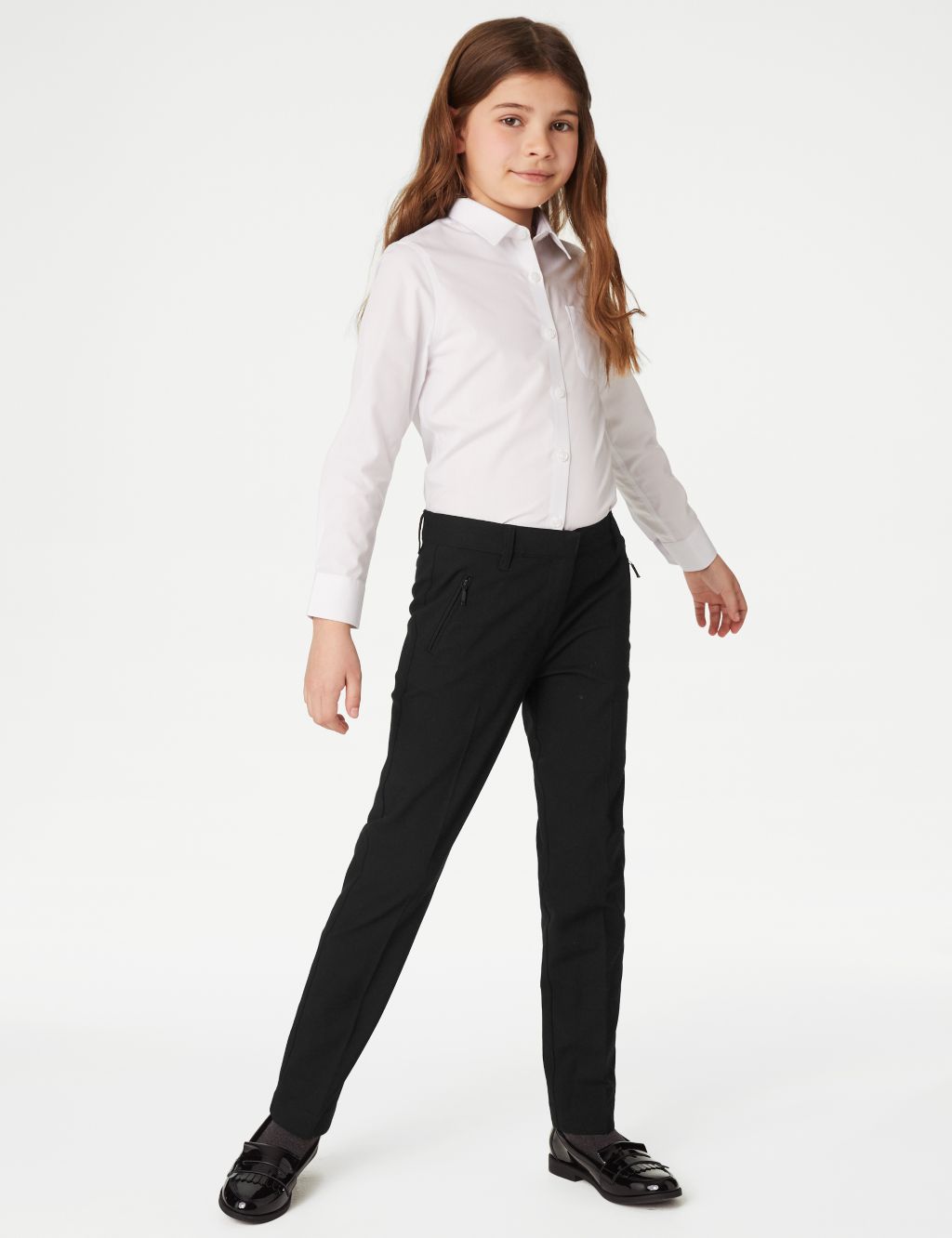 Girls' Slim Leg Slim Waist School Trousers (2-18 Yrs) | M&S Collection ...
