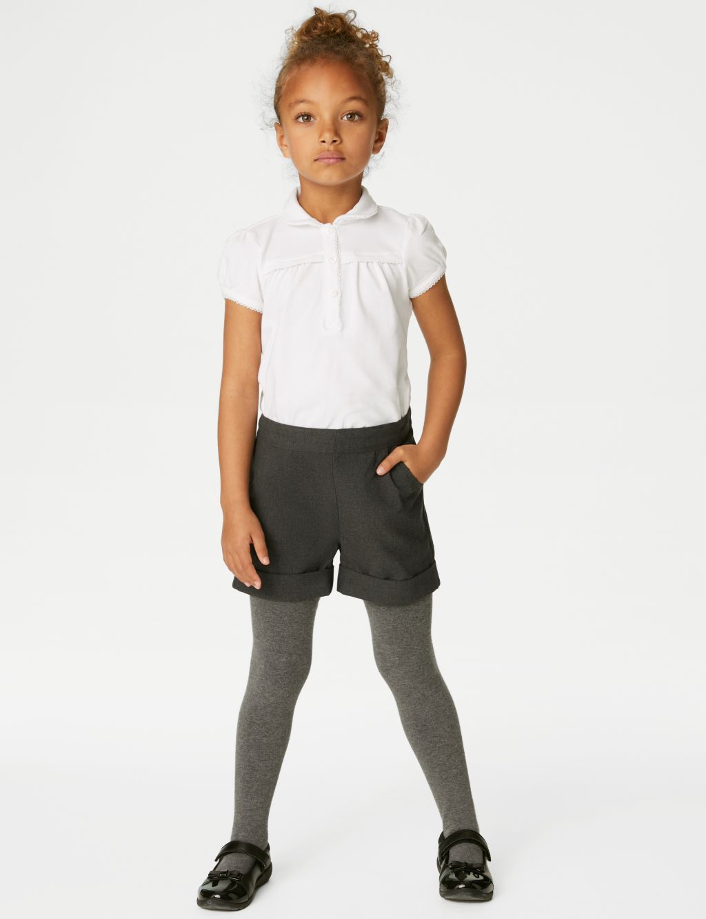 Girls' Turn Up School Shorts (2-16 Yrs), M&S Collection