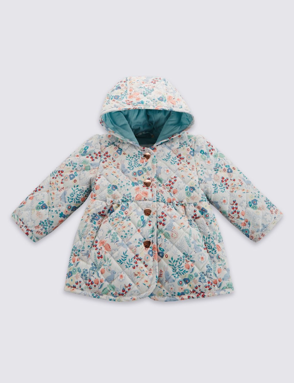 Girls Bunny All Over Print Hooded Coat 3 of 5