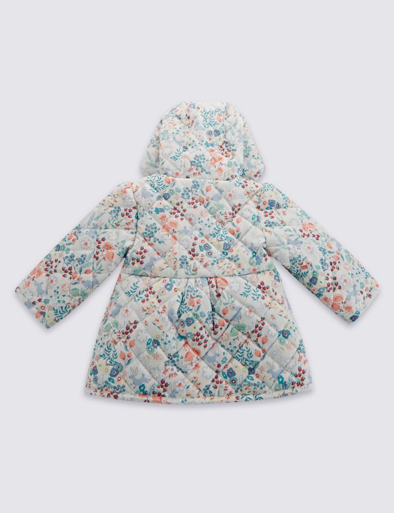 Girls Bunny All Over Print Hooded Coat 2 of 5