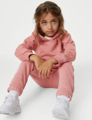 New Balance Girls' Jogger Set - 2 Piece Fleece Hoodie and Joggers Kids  Clothing Set, Size 10-12, Peach 